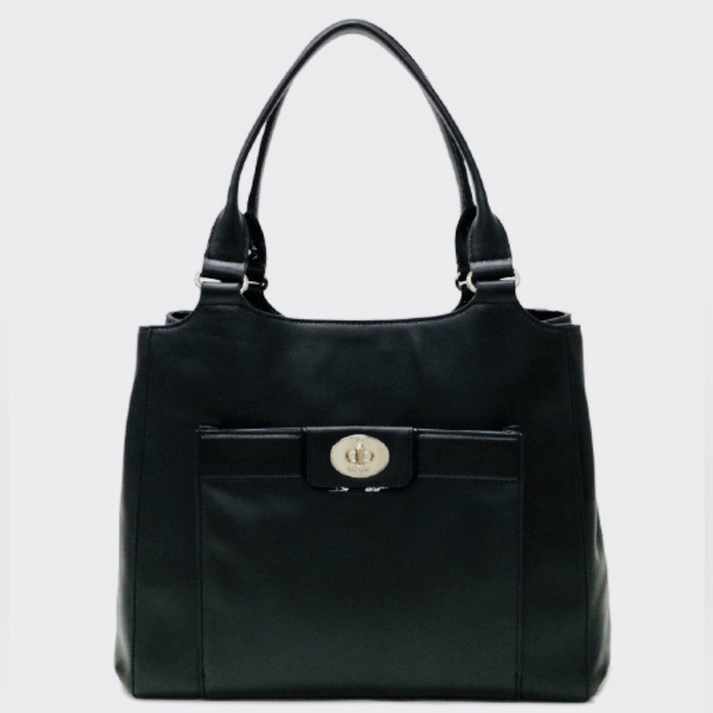 KATE SPADE ♠️ New York 🤍🖤Melody🖤🤍 HAMPTON ROAD BLACK LEATHER SHOULDER BAG🌟NWT🌟